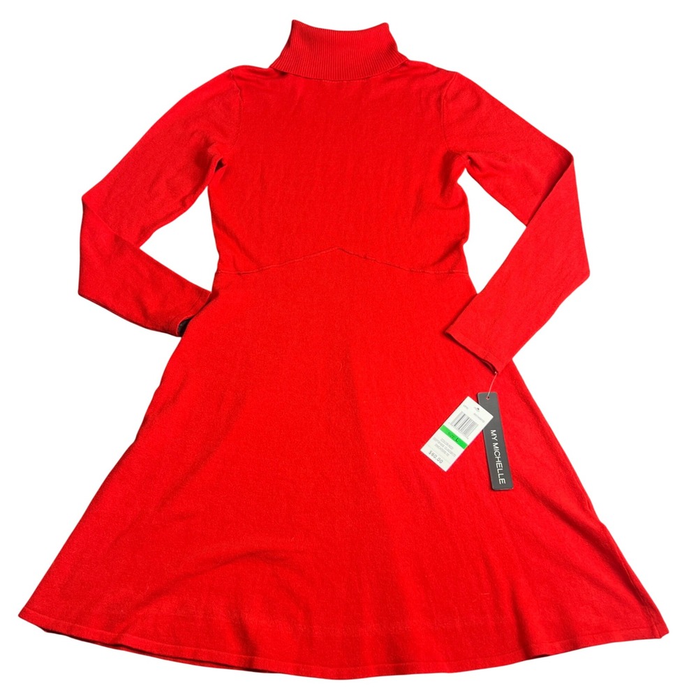 My Michelle Red Turtleneck Long Sleeve Sweater Dress Size L NWT